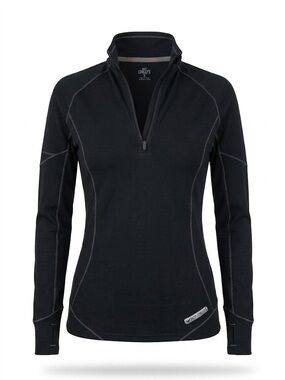Hot chilly’s NWT Women’s Micro Elite Quarter Zip Black Thermal Base Layer Small